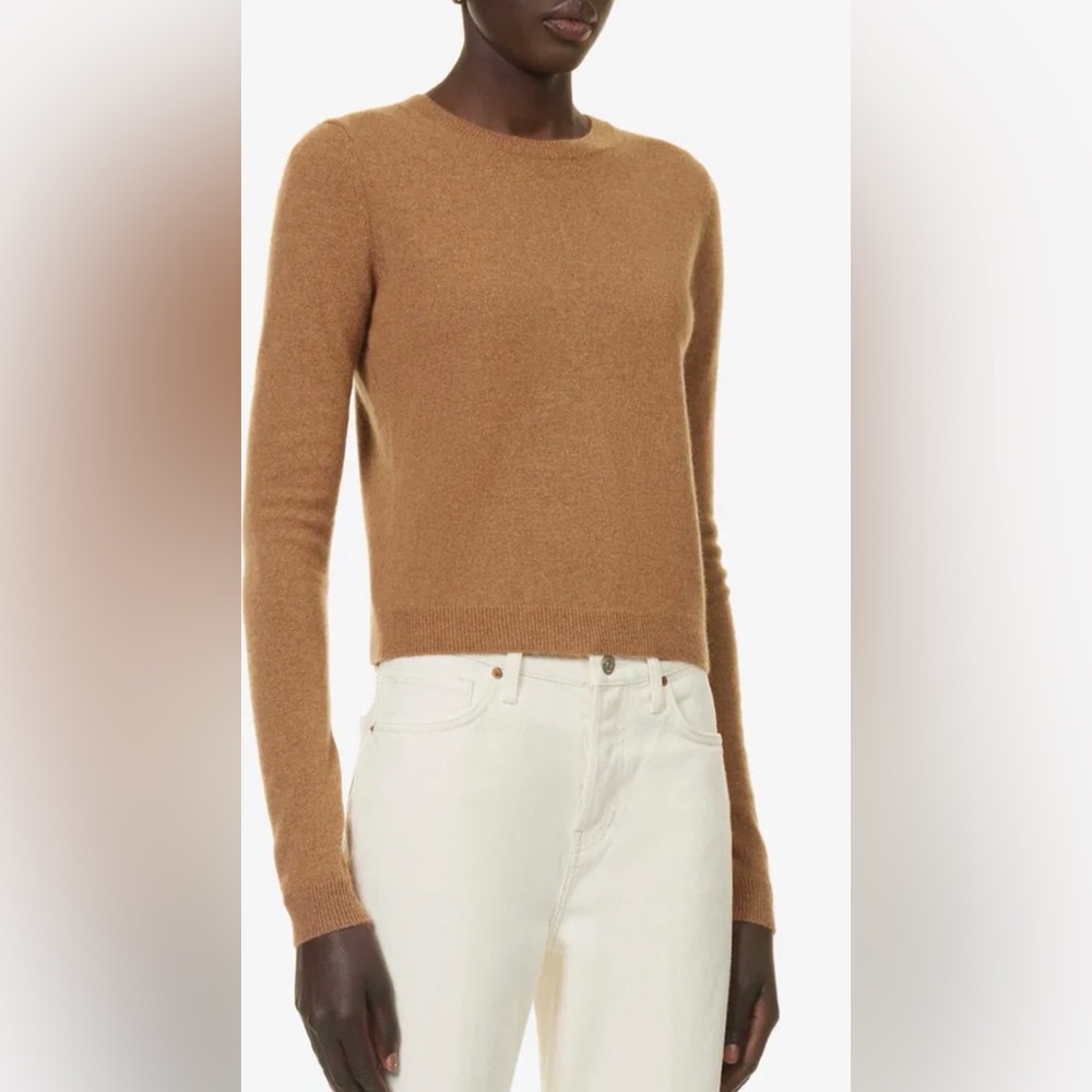 REFORMATION Reformation x Camille Rowe Cashmere Sweater, Size M, Tan/Brown